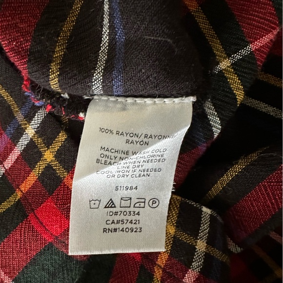 Loft Plaid Button Back Balloon Long Sleeve Blouse XS - Picture 5 of 5